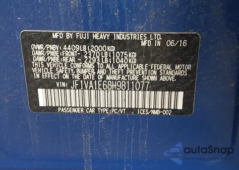 2017 Subaru Wrx Premium from USA, damaged, VIN JF1VA1E68H9811077